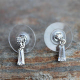 Alamode Rhodium Plating Brass Earrings with AAA Grade CZ in Clear - Alamode - Flyclothing LLC