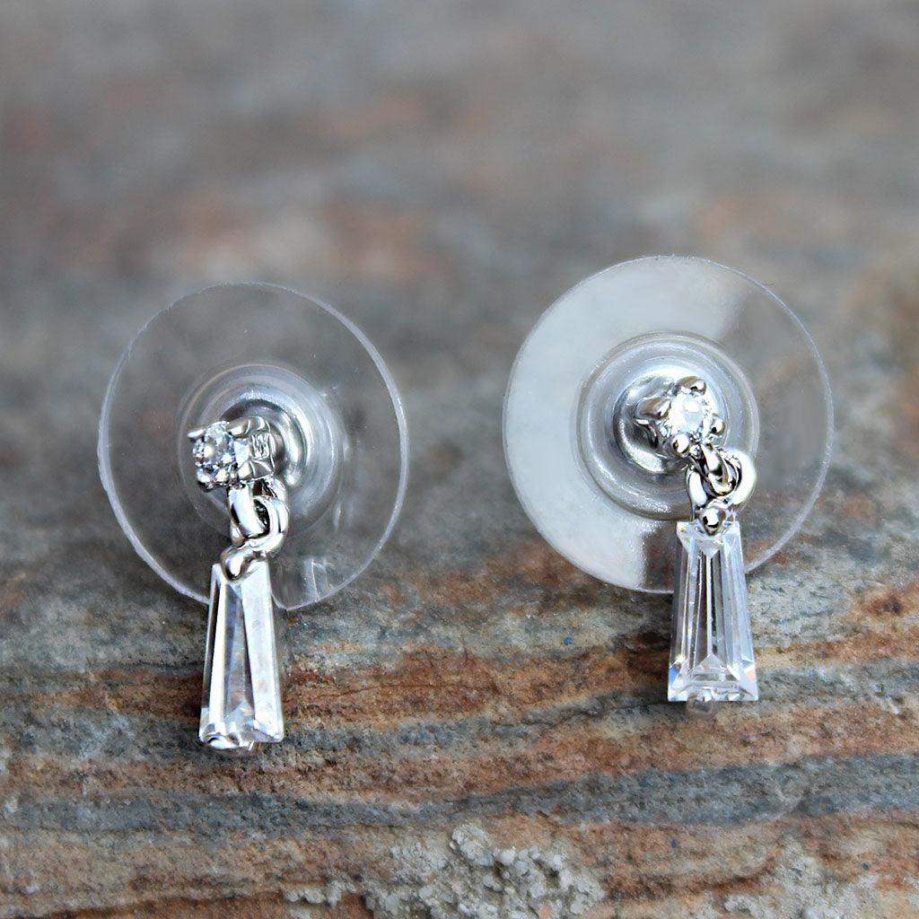 Alamode Rhodium Plating Brass Earrings with AAA Grade CZ in Clear - Alamode - Flyclothing LLC