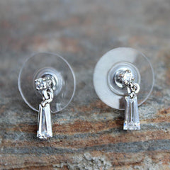 Alamode Rhodium Plating Brass Earrings with AAA Grade CZ in Clear - Flyclothing LLC