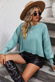 Round Neck Dropped Shoulder Pullover Sweater - Trendsi - Flyclothing LLC