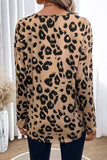 Leopard V-Neck Dropped Shoulder Blouse - Trendsi - Flyclothing LLC