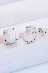 Natural Moonstone 4-Prong Stud Earrings - Trendsi