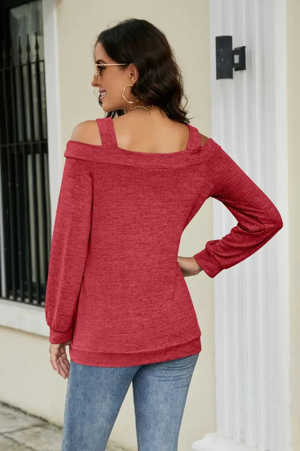 Cutout Cold-Shoulder Top - Trendsi - Flyclothing LLC