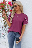 Round Neck Petal Sleeve T-Shirt - Trendsi - Flyclothing LLC