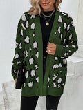 Leopard Open Front Dropped Shoulder Cardigan - Trendsi