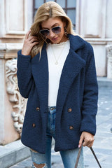Full Size Lapel Collar Sherpa Coat - Trendsi - Flyclothing LLC