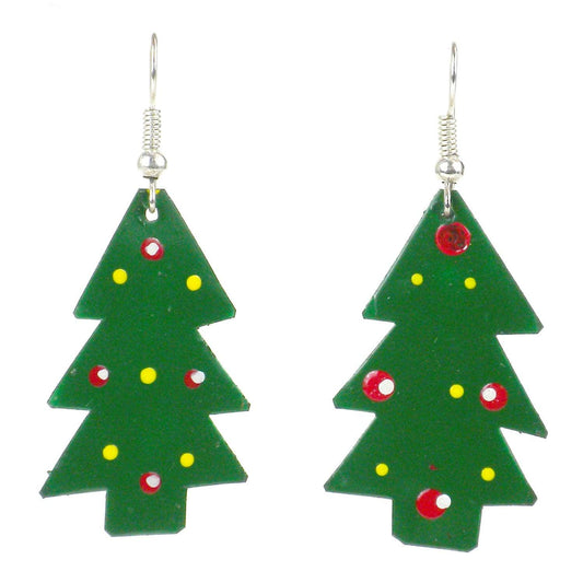 Set of 10 Painted Tin Christmas Tree Earrings -Creative Alternatives - Flyclothing LLC
