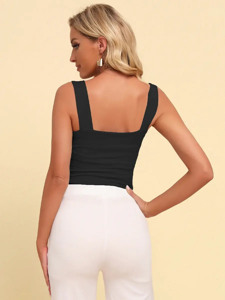 Square Neck Sleeveless Knit Top - Trendsi - Flyclothing LLC