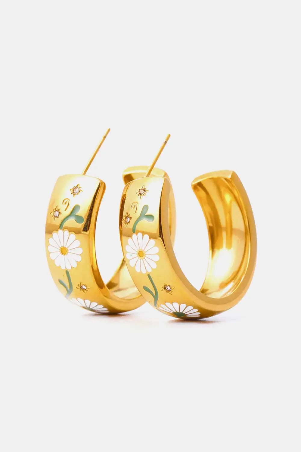 Stainless Steel 18K Gold Plated Ring Shape C-Hoop Earrings - Trendsi - Flyclothing LLC
