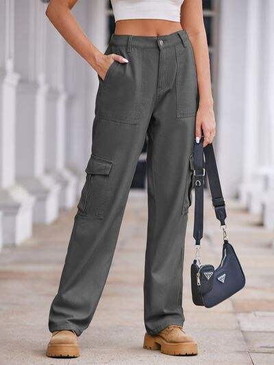 Straight Denim Cargo Pants - Trendsi - Flyclothing LLC