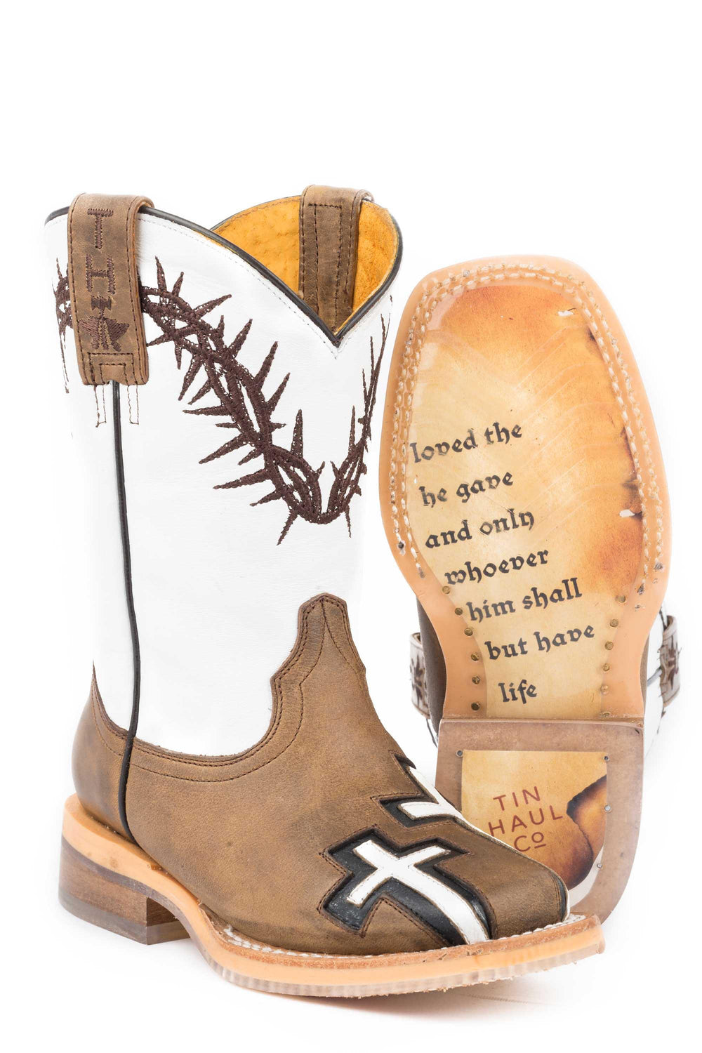Tin Haul LITTLE BOYS CROSSES WITH JOHN 3:16 SOLE - Tin Haul