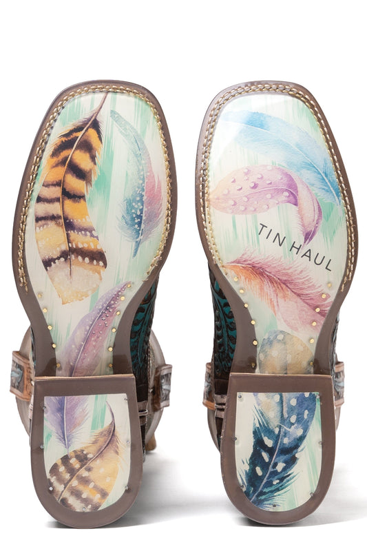 Tin Haul WOMENS LONE FLOWER  WITH BOHO FEATHER SOLE - Flyclothing LLC