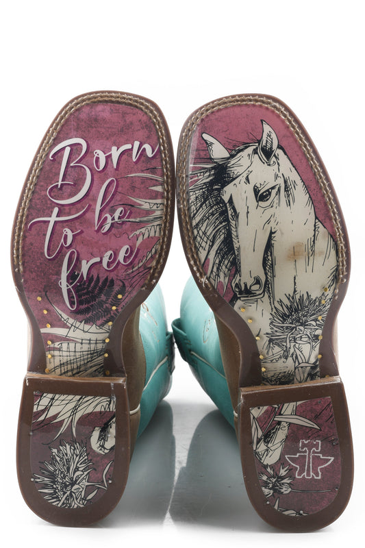 Tin Haul WOMENS A COWGIRLS MOTTO WITH BORN TO BE FREE SOLE