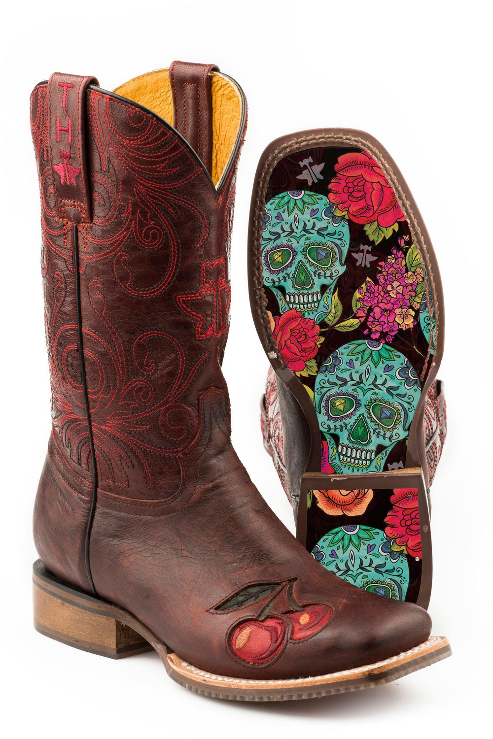 Tin Haul WOMENS MON CHERRY WITH SKULL AND ROSES SOLE - Tin Haul