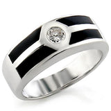 Alamode Rhodium Brass Ring with AAA Grade CZ in Clear - Alamode