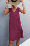 V-Neck Frill Trim Sleeveless Dress - Trendsi