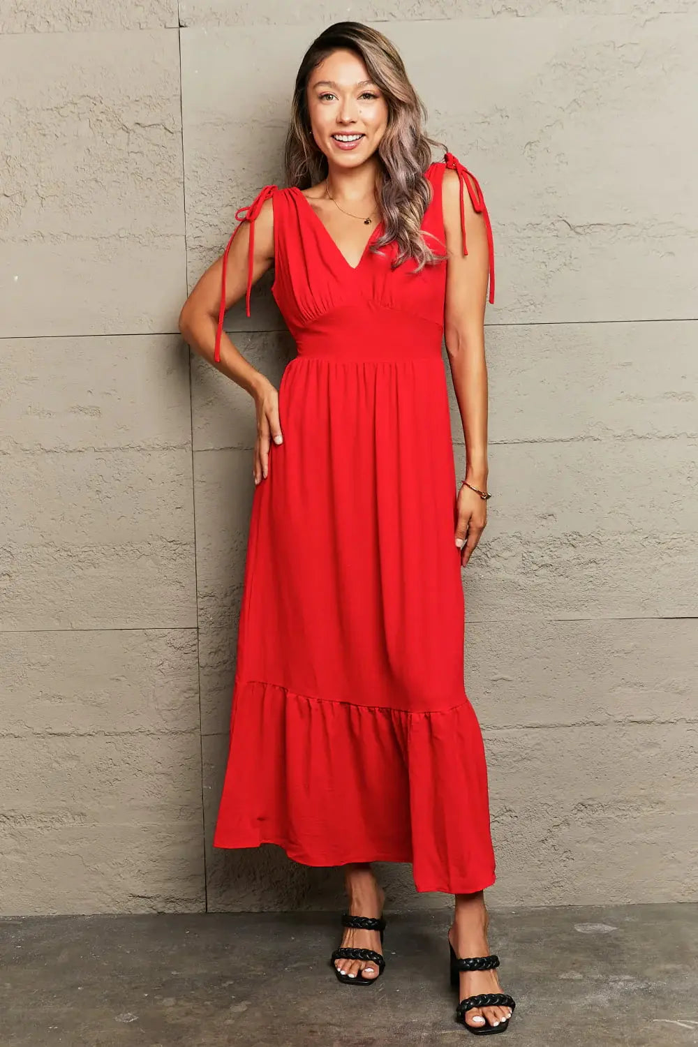 Drawstring V-Neck Sleeveless Dress - Trendsi - Flyclothing LLC
