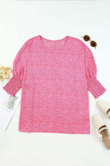 Leopard Smocked Flounce Sleeve Blouse - Trendsi - Flyclothing LLC