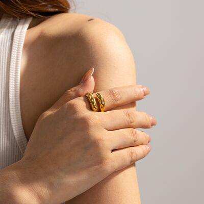 Titanium Steel Gold-Plated Bypass Ring - Trendsi - Flyclothing LLC