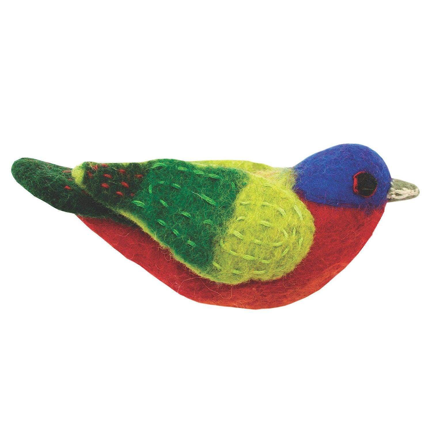 Felt Bird Garden Ornament - Painted Bunting - Wild Woolies (G) - Wild Woolies - Flyclothing LLC