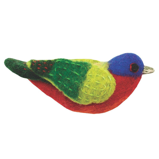 Felt Bird Garden Ornament - Painted Bunting - Wild Woolies (G) - Flyclothing LLC