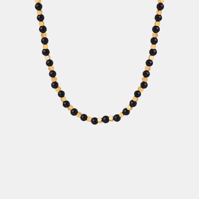 Agate Beaded Titanium Steel Necklace - Trendsi
