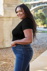 Basic Bae Full Size Round Neck Short Sleeve Bodysuit - Trendsi - Flyclothing LLC