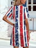 Pocketed Striped Round Neck Short Sleeve Dress - Trendsi - Flyclothing LLC