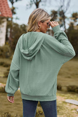 Cable-Knit Long Sleeve Hooded Jacket - Trendsi