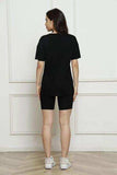 Round Neck Short Sleeve T-Shirt and Shorts Set - Trendsi - Flyclothing LLC