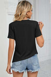 Ruched Round Neck Short Sleeve T-Shirt - Trendsi - Flyclothing LLC