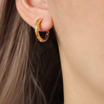 18K Gold-Plated Huggie Earrings - Trendsi - Flyclothing LLC