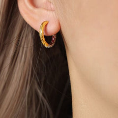 18K Gold-Plated Huggie Earrings - Trendsi