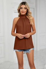Gathered Detail Tied Sleeveless Top - Trendsi - Flyclothing LLC