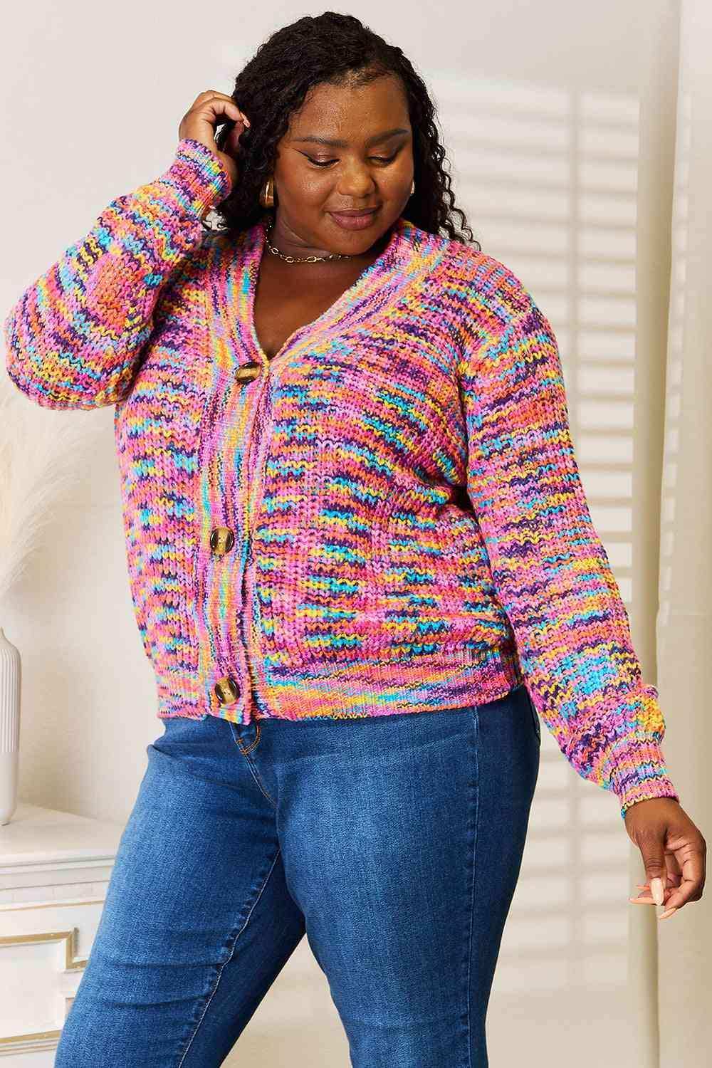 Woven Right V-Neck Long Sleeve Cardigan - Trendsi - Flyclothing LLC