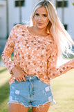 Floral Print Round Neck Long Sleeve Tee - Trendsi - Flyclothing LLC