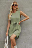 Tied Round Neck Sleeveless Sweater Dress - Trendsi - Flyclothing LLC