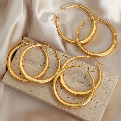 18K Gold-Plated Hoop Earrings - Trendsi