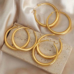 18K Gold-Plated Hoop Earrings - Trendsi