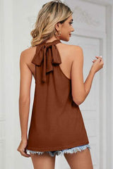 Tied Grecian Neck Tank - Trendsi - Flyclothing LLC