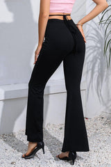 Criss Cross Long Flare Pants - Trendsi