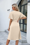 Tie Waist Flutter Sleeve Surplice Dress - Trendsi - Flyclothing LLC