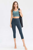Wide Waistband Cropped Active Leggings with Pockets - Trendsi - Flyclothing LLC