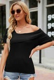 Asymmetrical Neck Rib-Knit Top - Trendsi - Flyclothing LLC