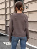 Cutout Round Neck Long Sleeve Sweater - Trendsi