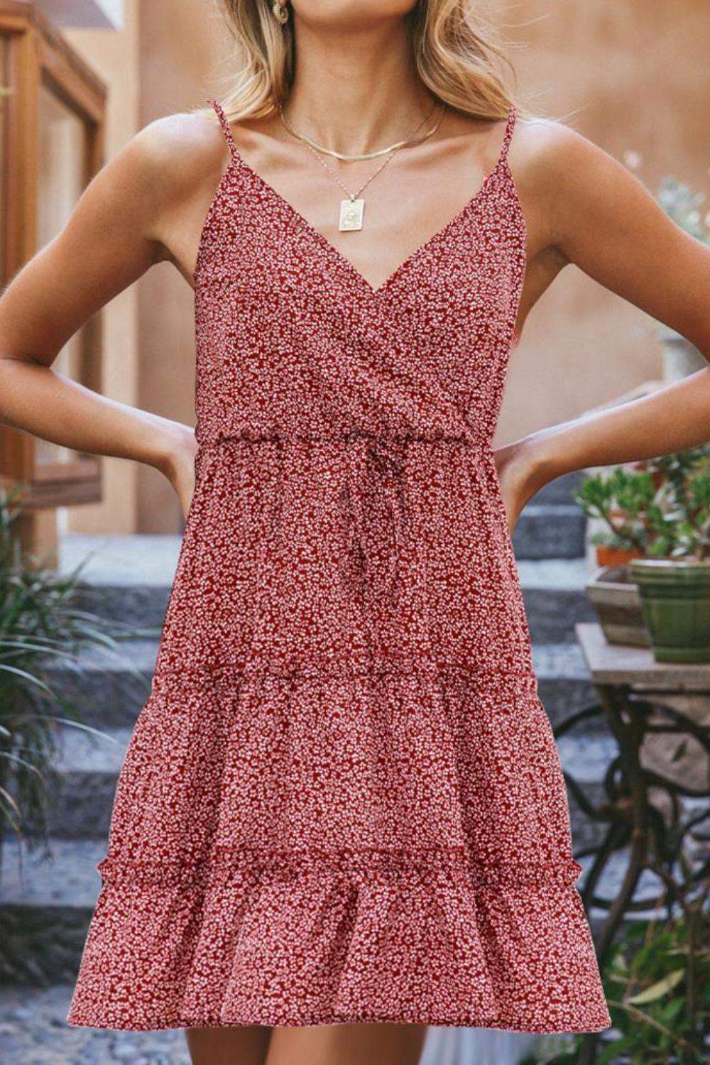 Ditsy Floral Spaghetti Strap Dress - Trendsi - Flyclothing LLC
