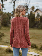 Ribbed Round Neck Long Sleeve Tee - Trendsi - Flyclothing LLC