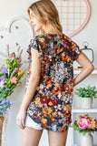 Heimish Full Size Ruffled Floral Round Neck Cap Sleeve Blouse - Trendsi