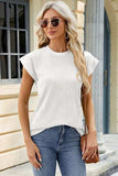 Round Neck Cap Sleeve T-Shirt - Trendsi - Flyclothing LLC