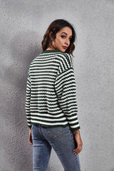 Striped V-Neck Knit Top - Flyclothing LLC